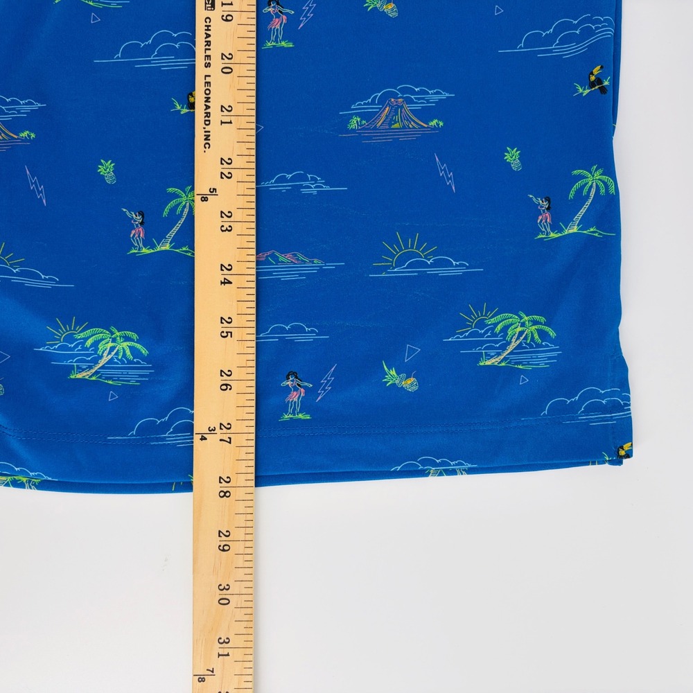 Caddy Cart Golf Shirt Mens XL Blue Hula Girl Tropical Performance Polo Hawaiian - Picture 6 of 7